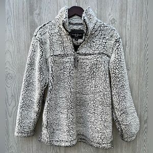 Boxercraft Sherpa Pullover Quarter Zip Gray Fleece Medium Soft Teddy Sweatshirt